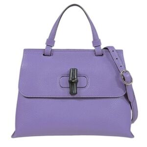 Auth Gucci Bamboo Daily Lavender Satchel Bag